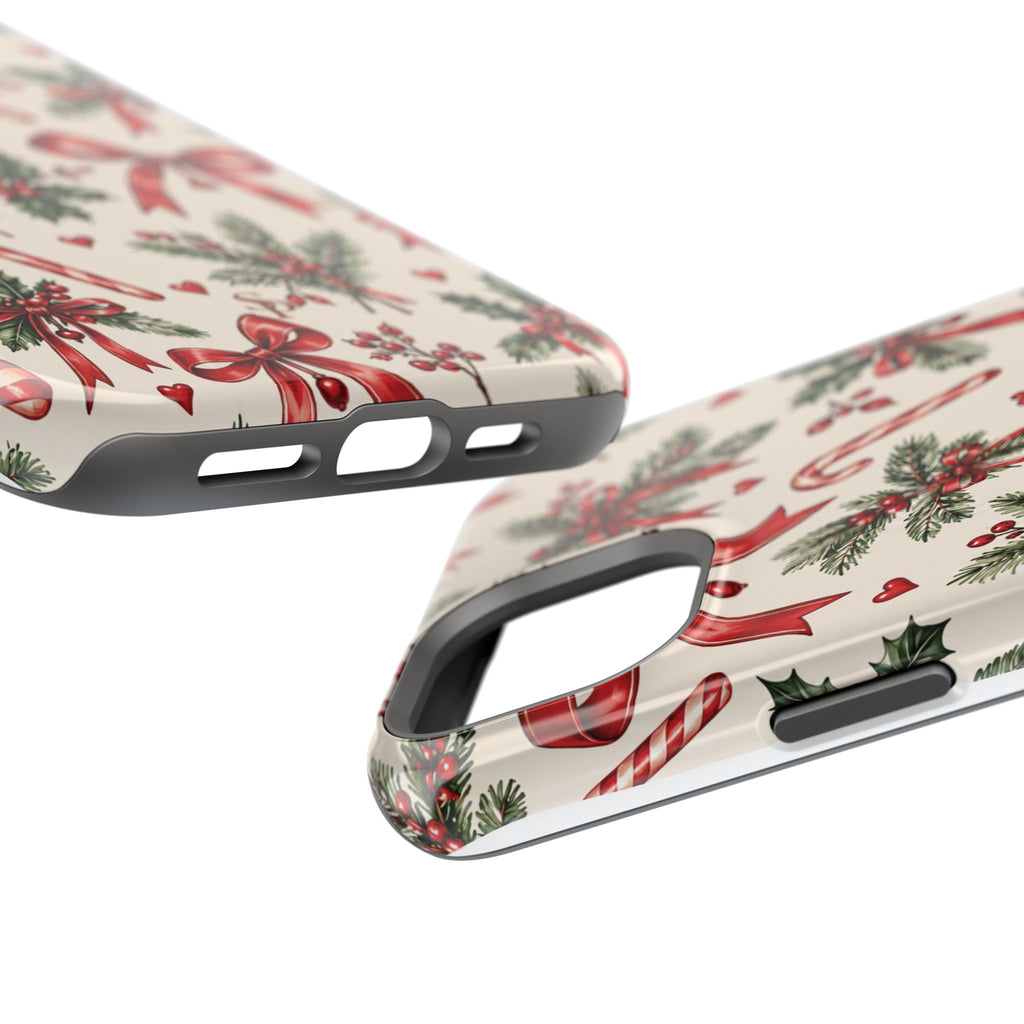 Christmas Candy Cane & Bow Magnetic Phone Case