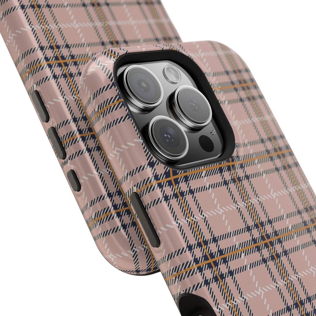 Pink Plaid Magnetic Impact-Resistant Phone Case