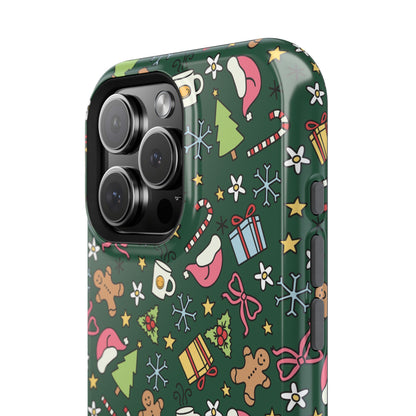 Green Festive Holiday Phone Case - Impact-Resistant Design for Christmas Cheer