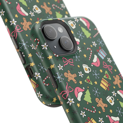 Green Festive Holiday Phone Case - Impact-Resistant Design for Christmas Cheer