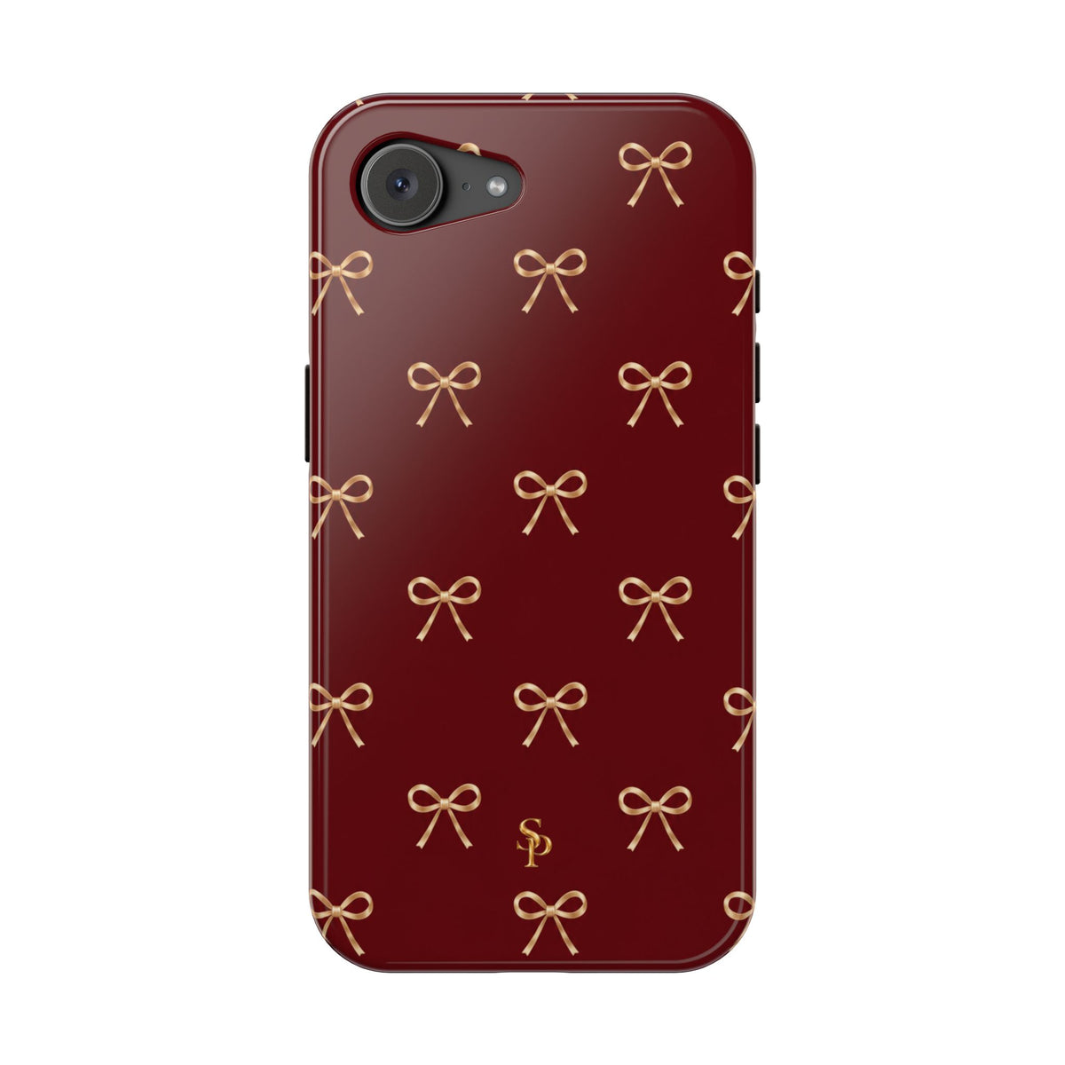 Burgundy Festive Gold Bow Magnetic Phone Case
