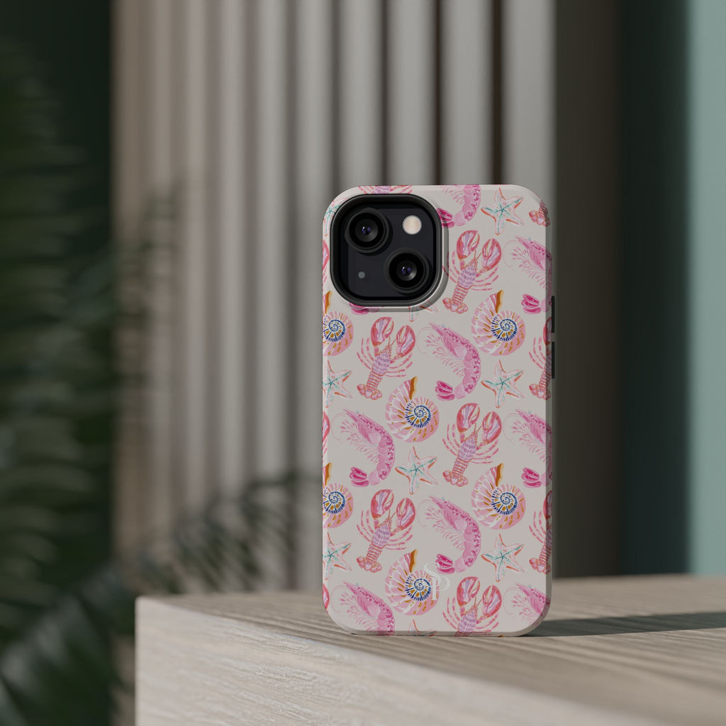 Pink Coastal Shell & Lobster Magnetic Impact-Resistant Phone Case