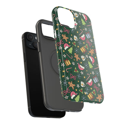 Green Festive Holiday Phone Case - Impact-Resistant Design for Christmas Cheer