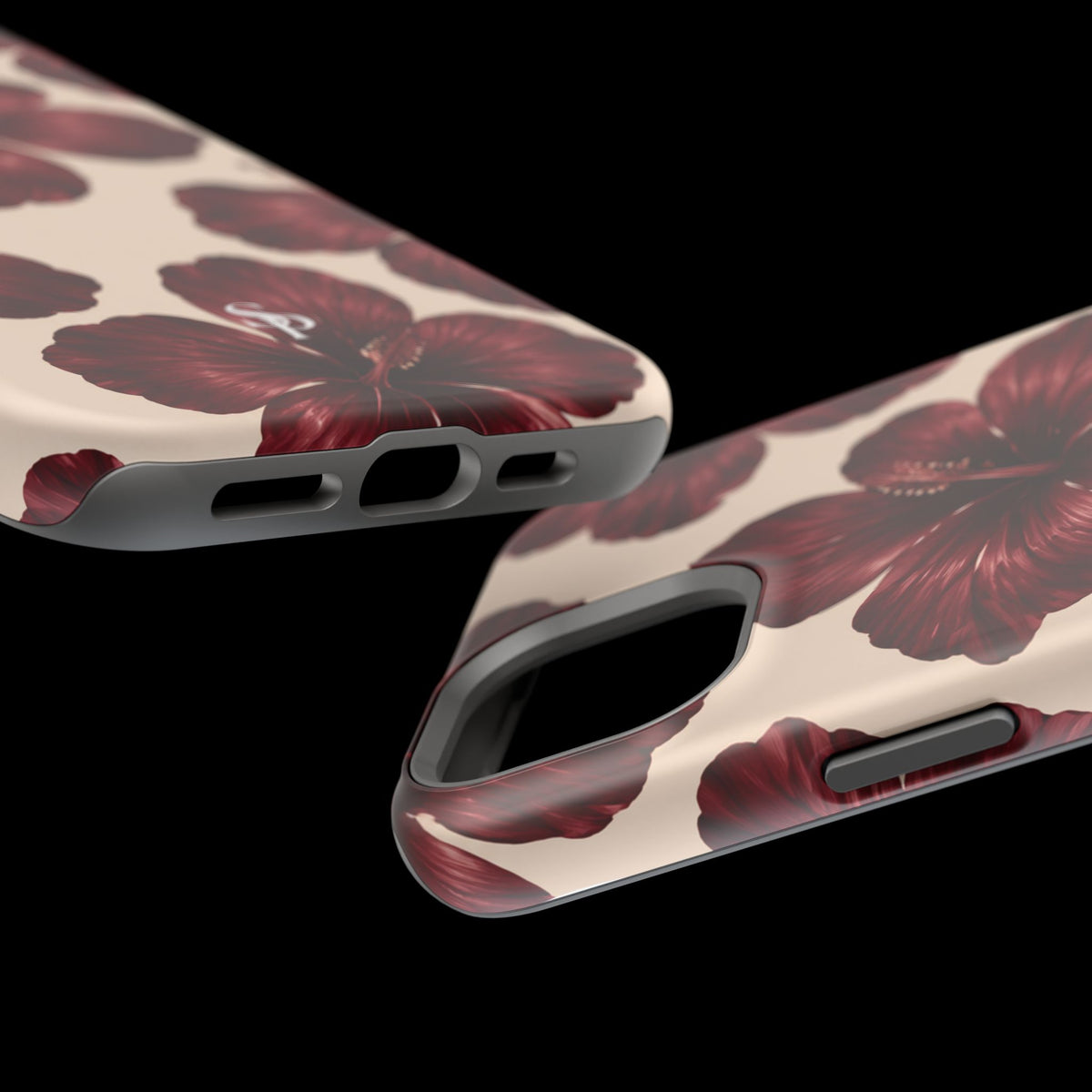 Burgundy Hibiscus Floral Magnetic Phone Case