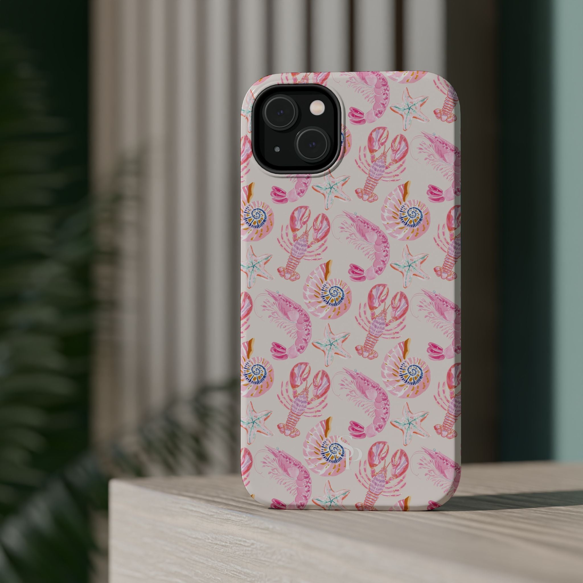 Pink Coastal Shell & Lobster Magnetic Impact-Resistant Phone Case