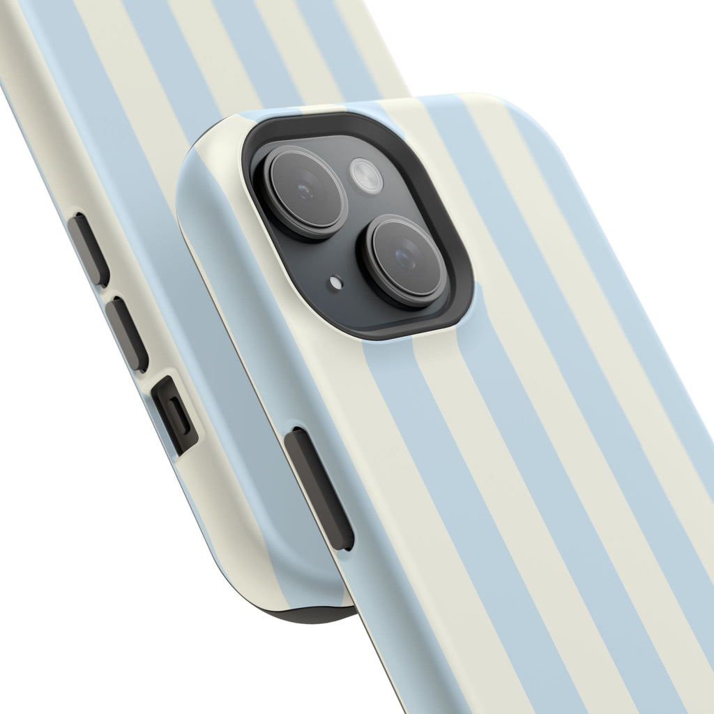 Pastel Blue & Cream Stripe Magnetic Impact-Resistant Phone Case