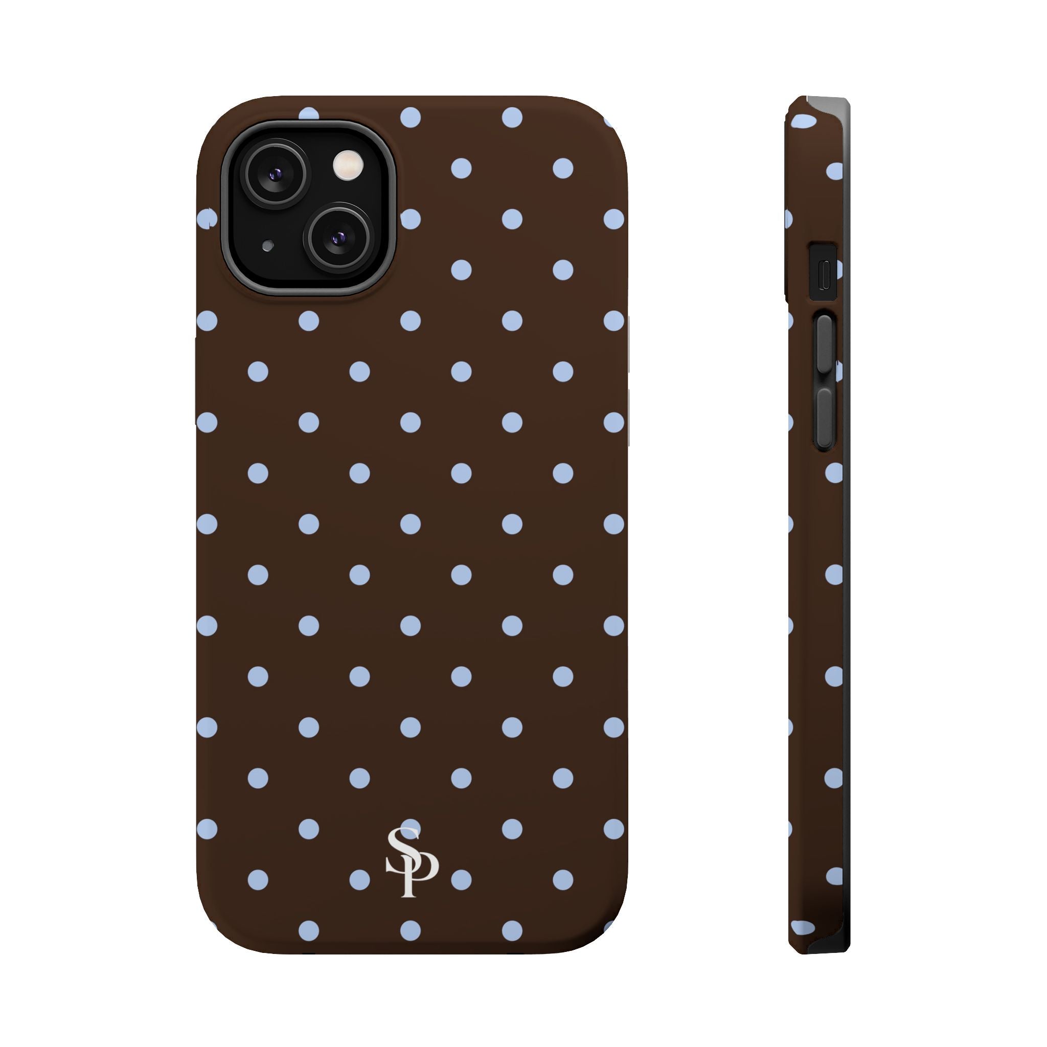 Brown & Light Blue Polka Dot Magnetic Phone Case