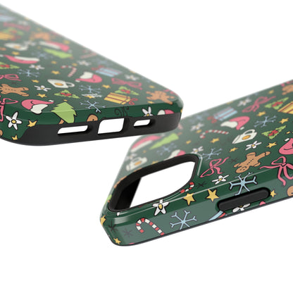 Green Festive Holiday Phone Case - Impact-Resistant Design for Christmas Cheer