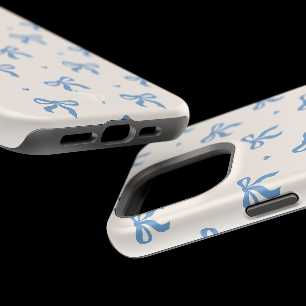 Blue Bow with Small Blue Hearts Magnetic Tough Case