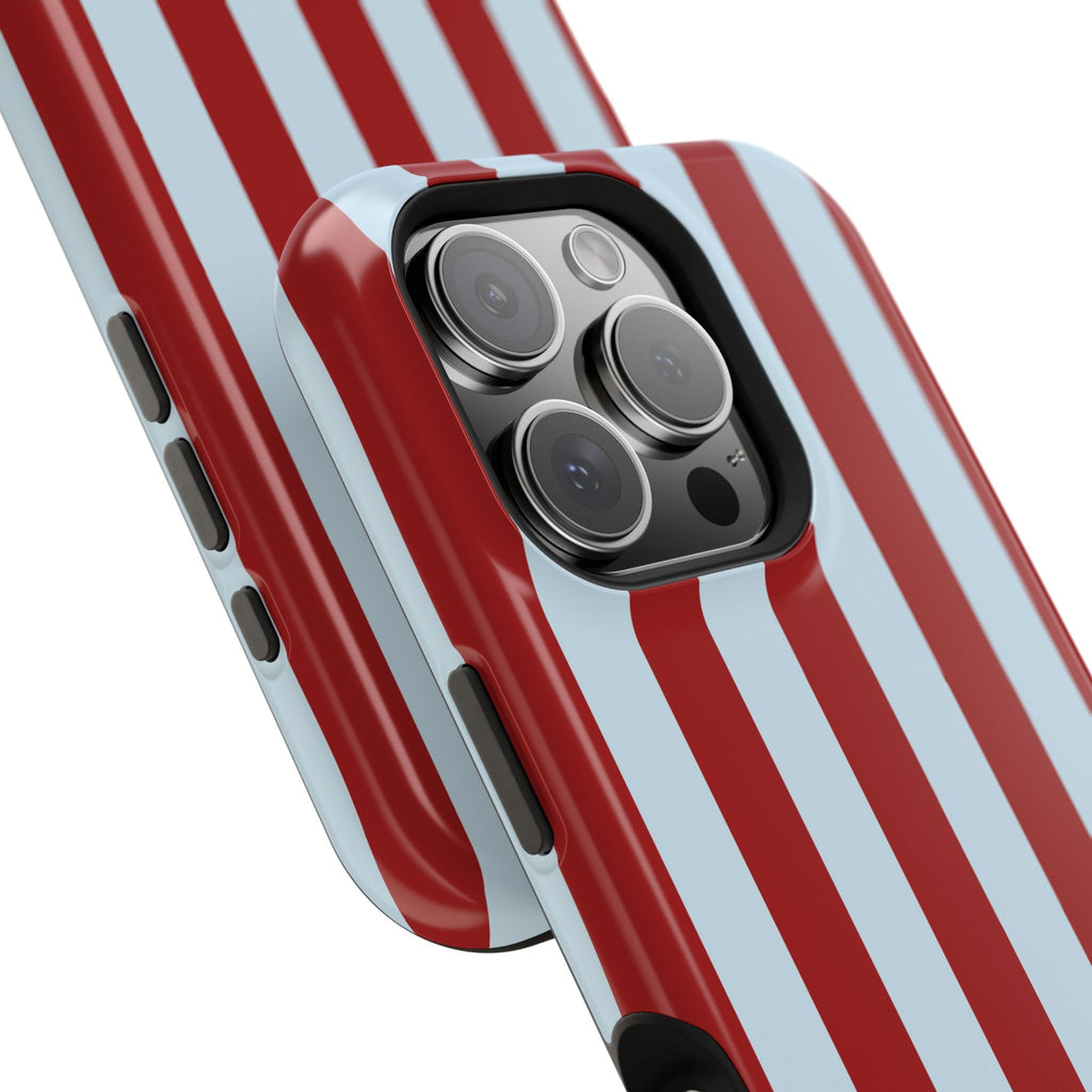 Red & Light Blue Vertical Stripe Magnetic Impact-Resistant Phone Case