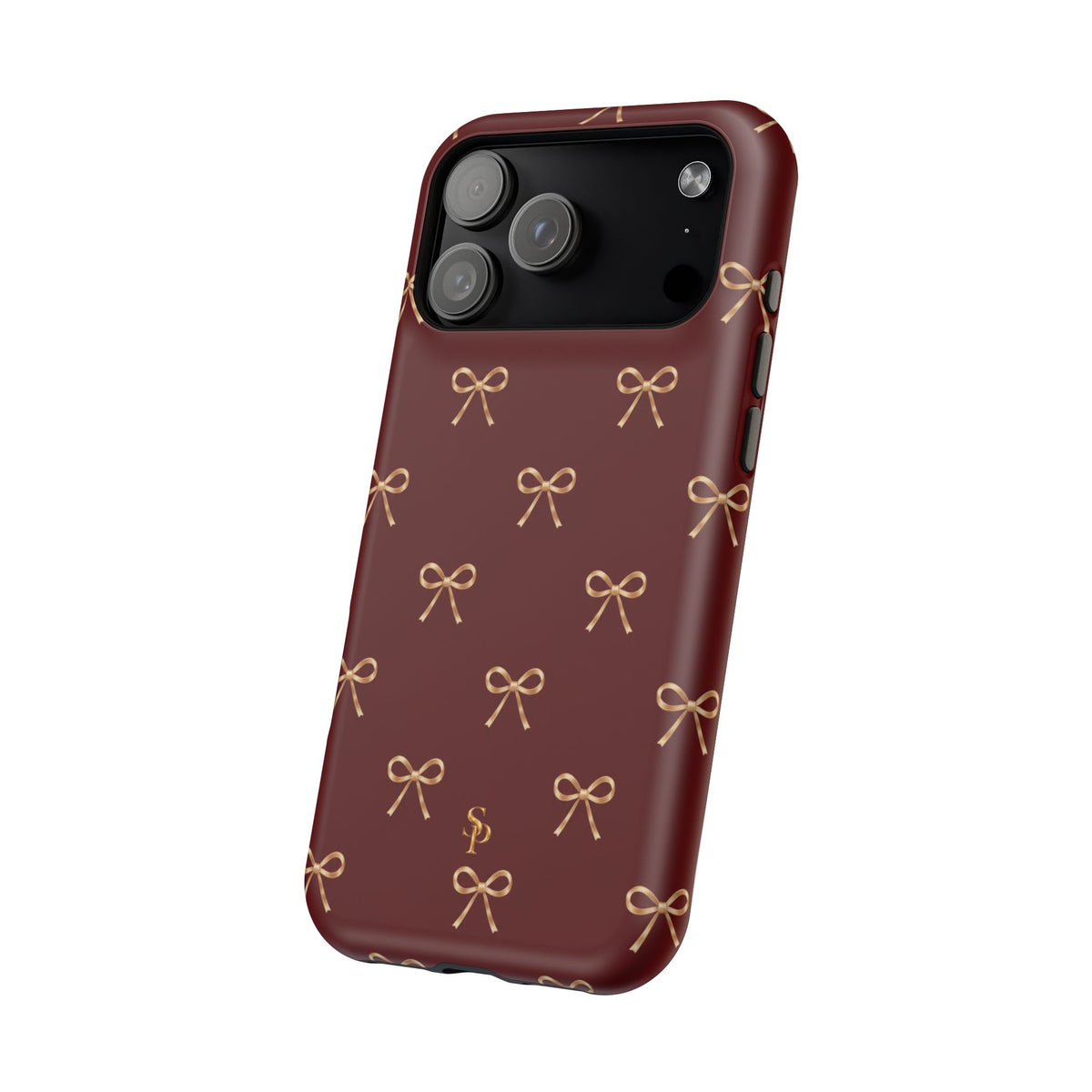 Burgundy Festive Gold Bow Magnetic Phone Case