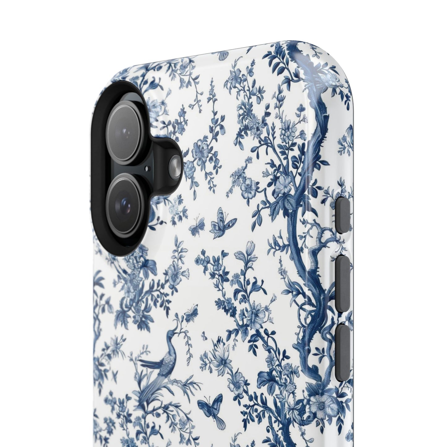 Blue Botanical Impact-Resistant Phone Case