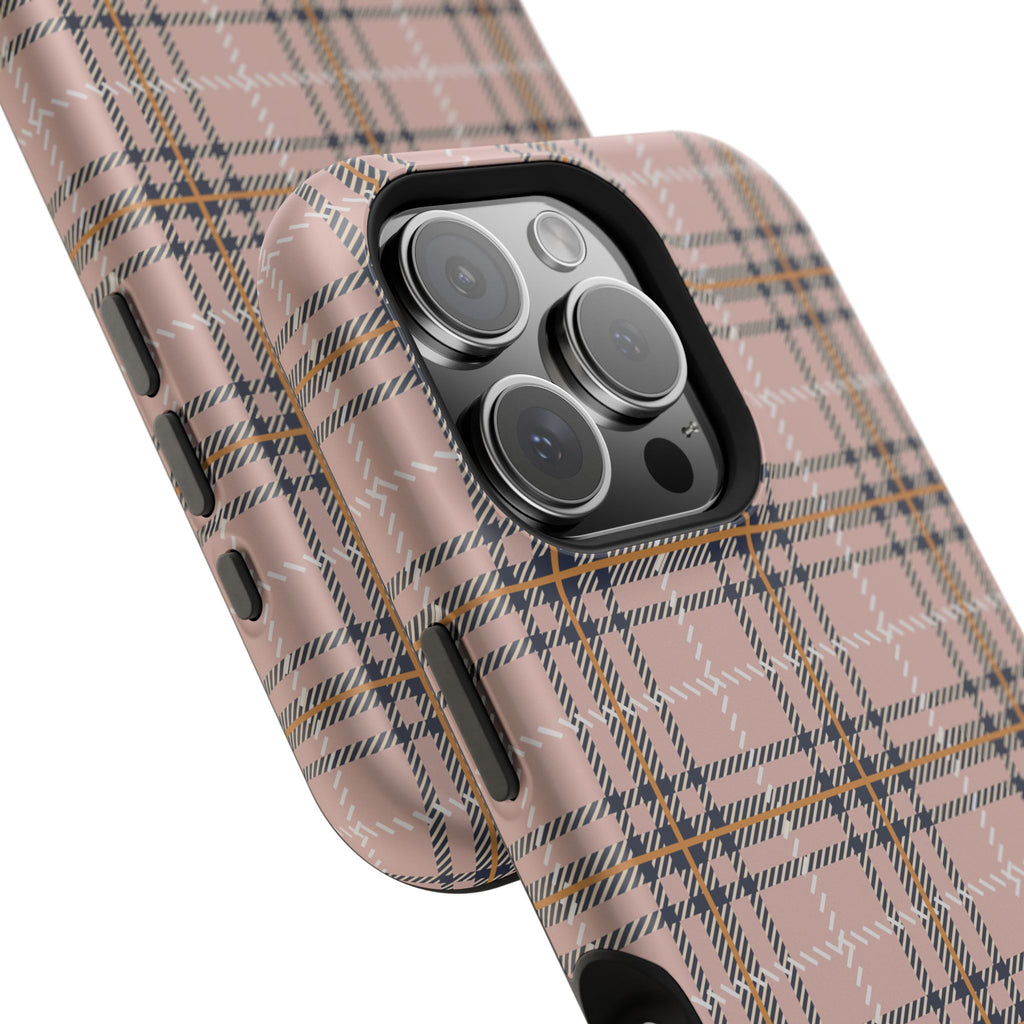 Pink Plaid Magnetic Impact-Resistant Phone Case