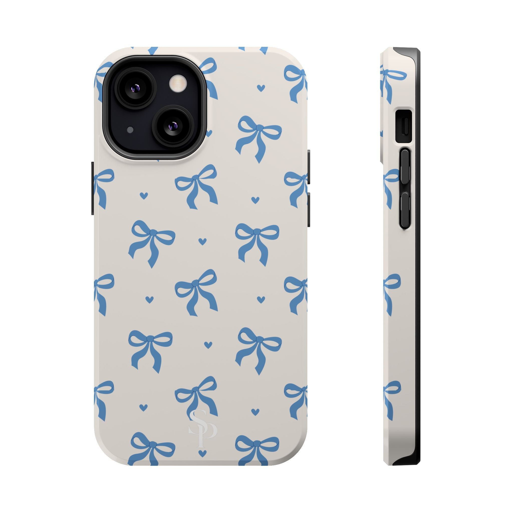 Blue Bow with Small Blue Hearts Magnetic Tough Case