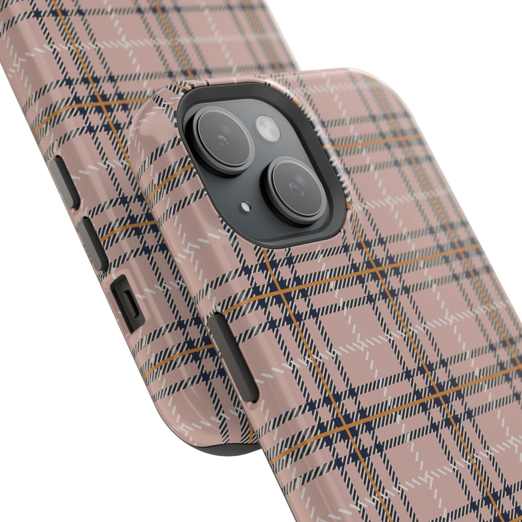 Pink Plaid Magnetic Impact-Resistant Phone Case
