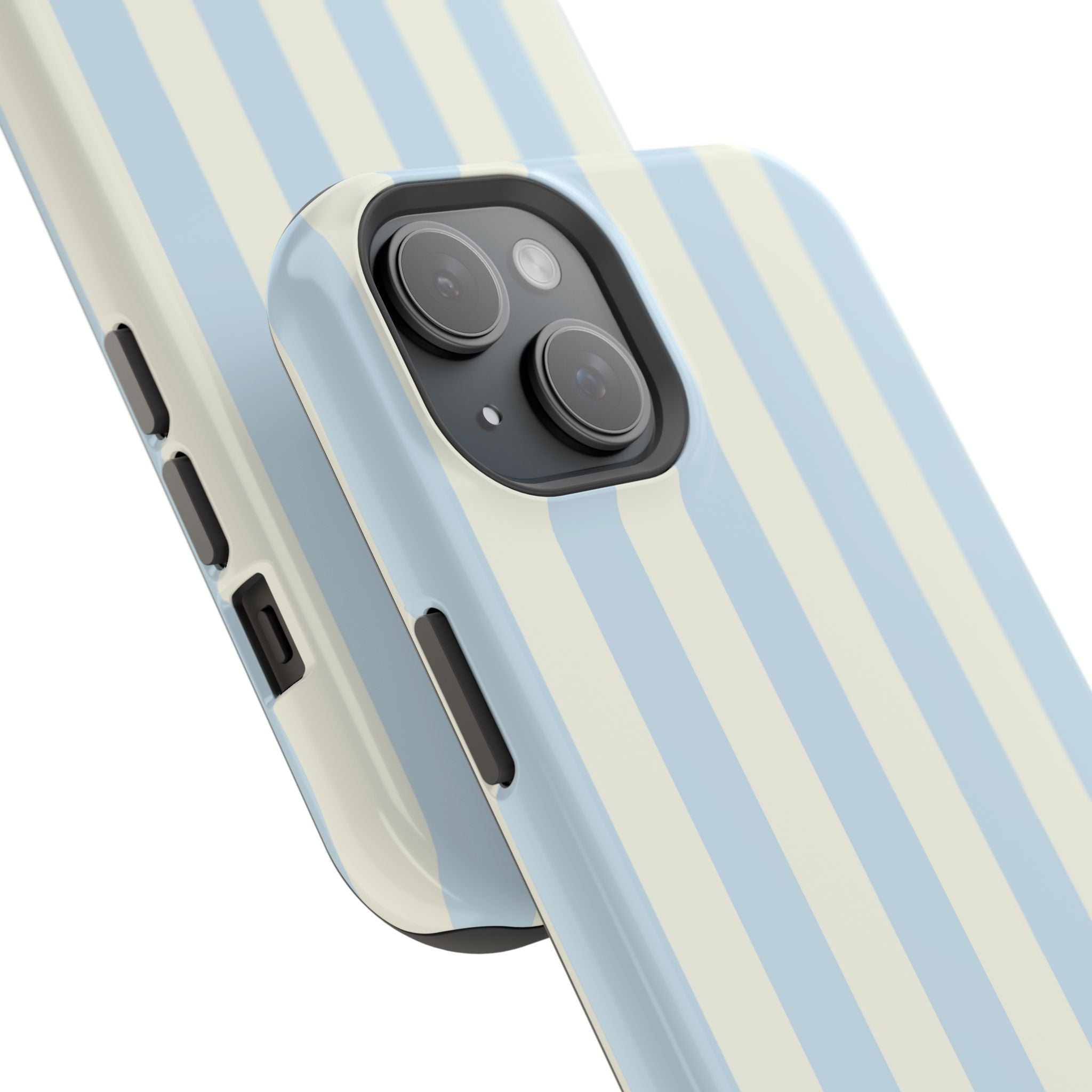 Pastel Blue & Cream Stripe Magnetic Impact-Resistant Phone Case