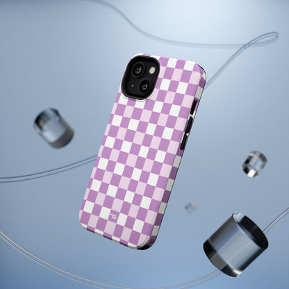 Purple Checkerboard Impact-Resistant Phone Case