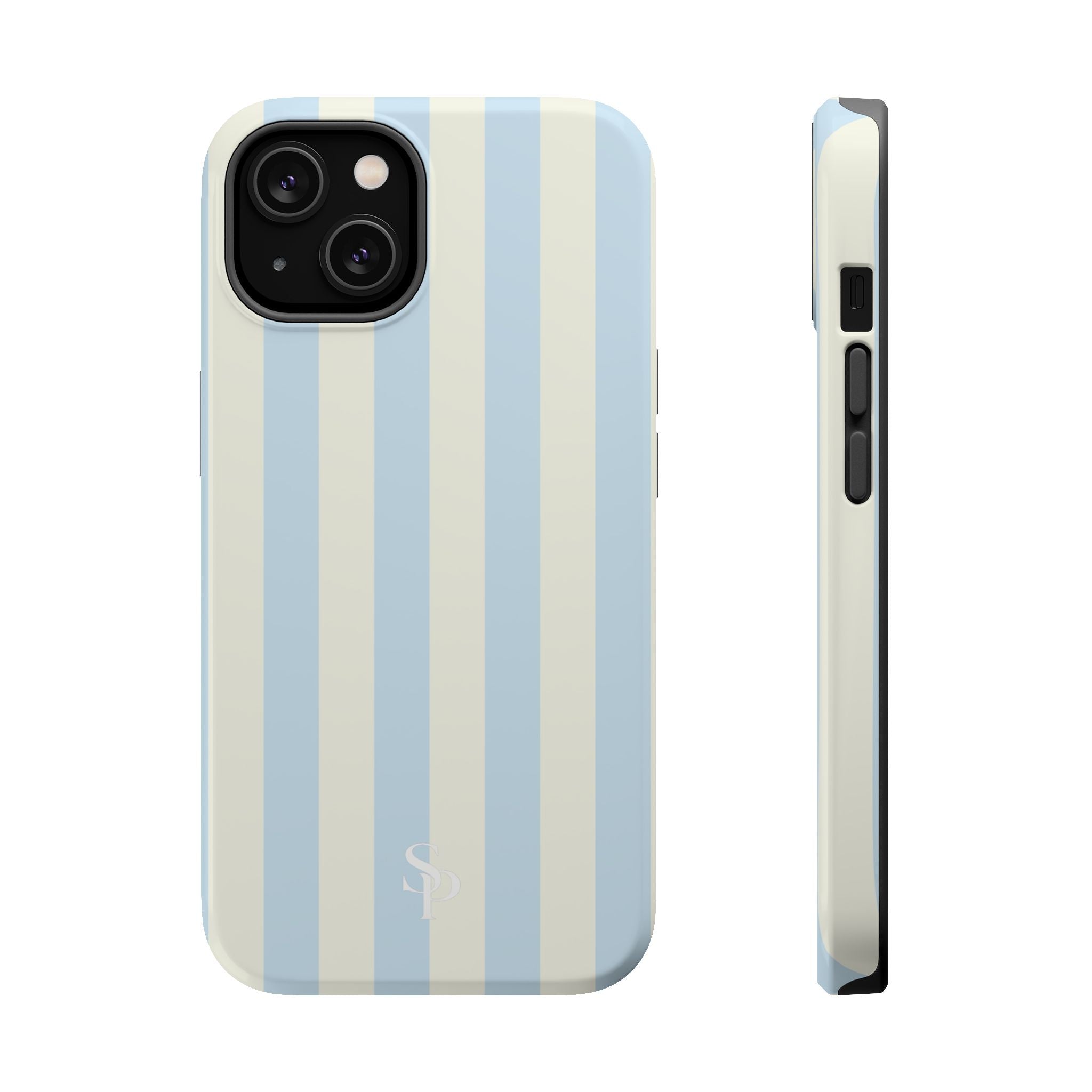 Pastel Blue & Cream Stripe Magnetic Impact-Resistant Phone Case