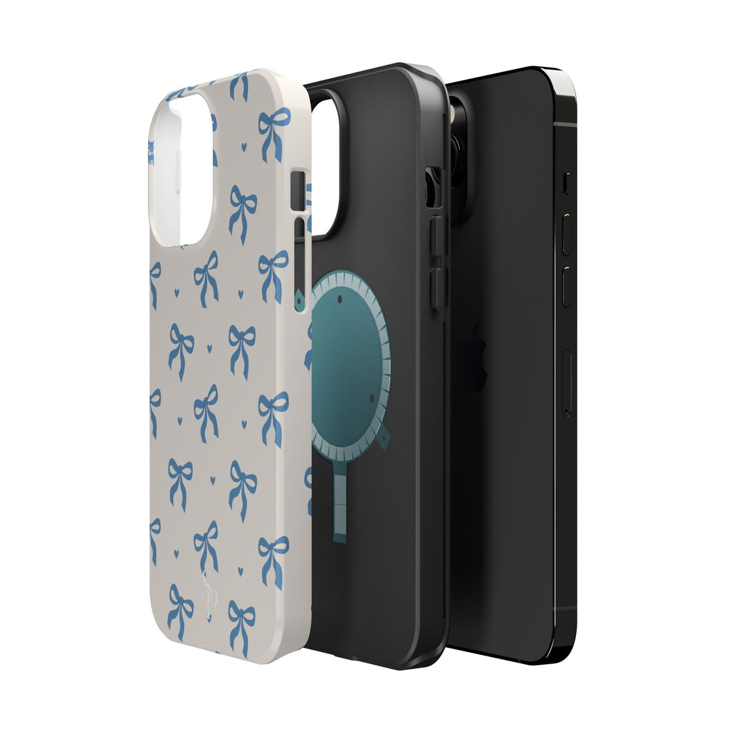 Blue Bow with Small Blue Hearts Magnetic Tough Case