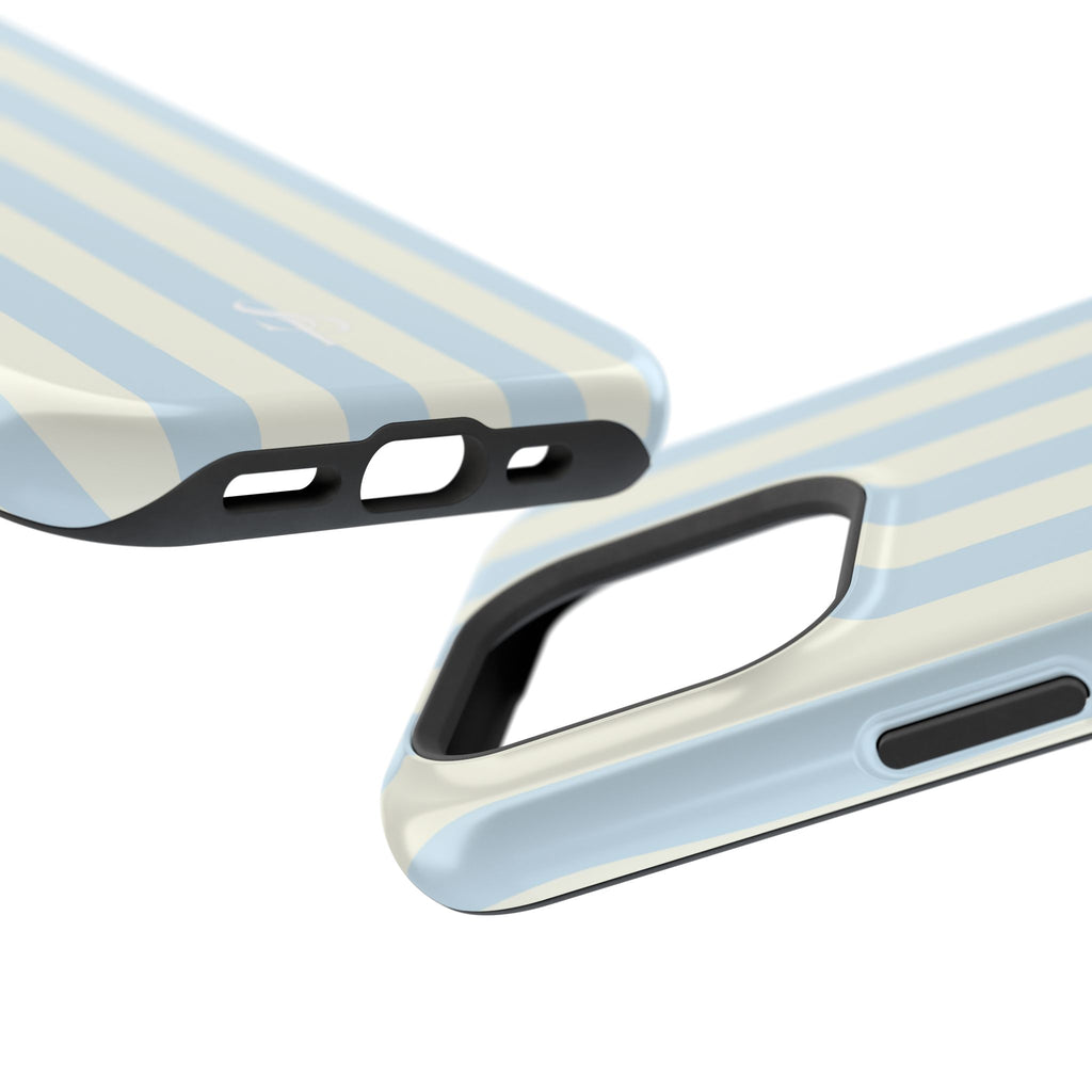 Pastel Blue & Cream Stripe Magnetic Impact-Resistant Phone Case