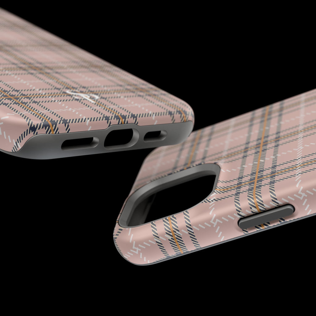 Pink Plaid Magnetic Impact-Resistant Phone Case