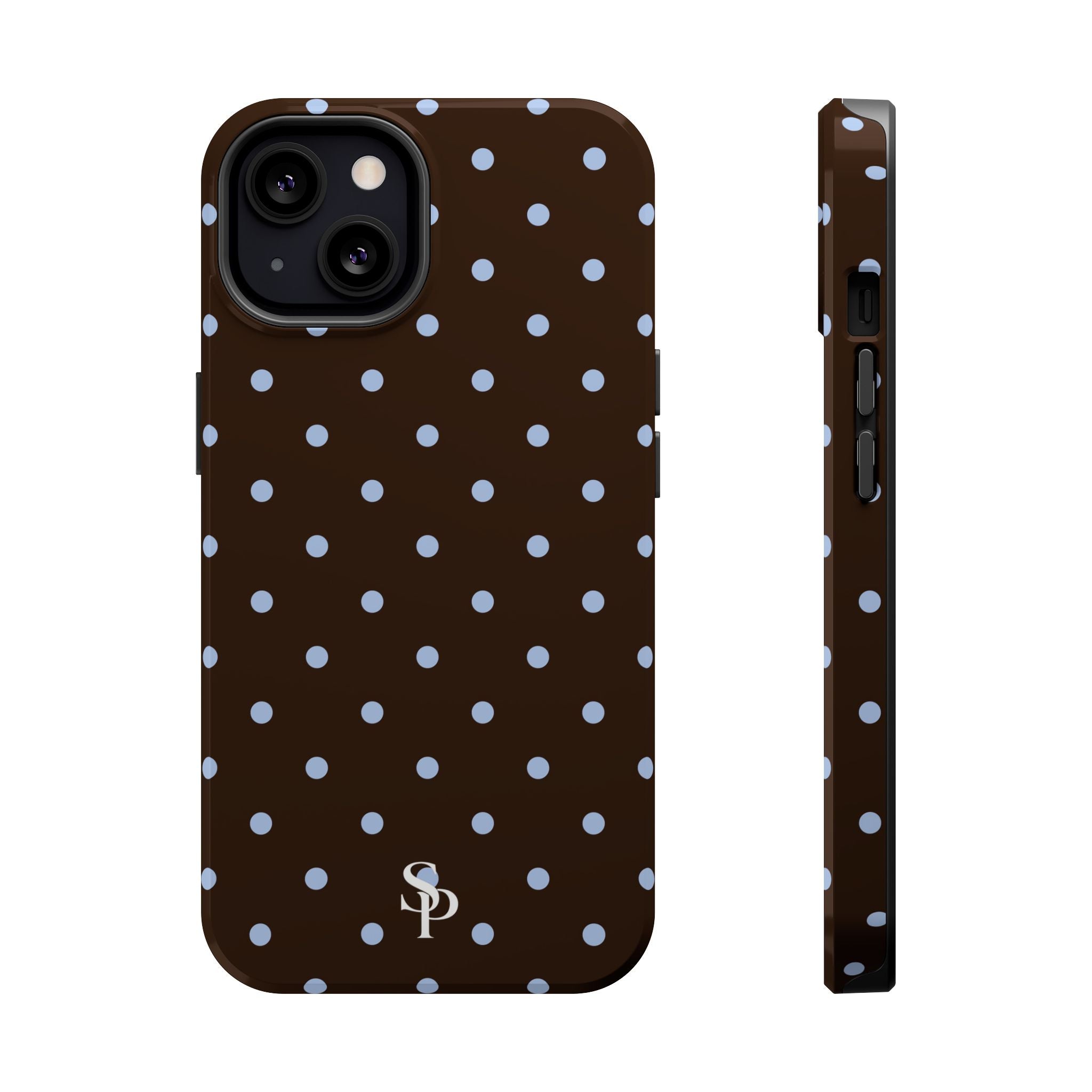 Brown & Light Blue Polka Dot Magnetic Phone Case