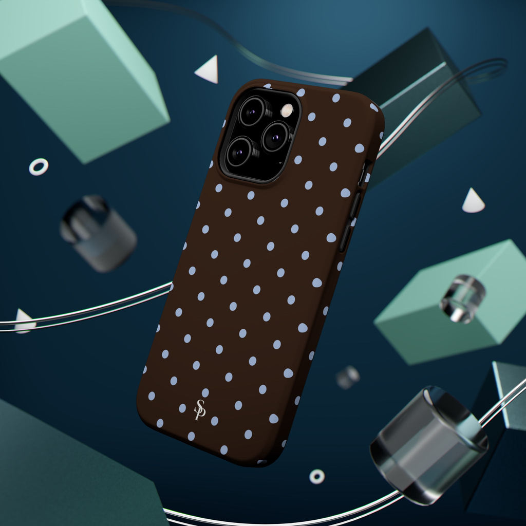 Brown & Light Blue Polka Dot Magnetic Phone Case