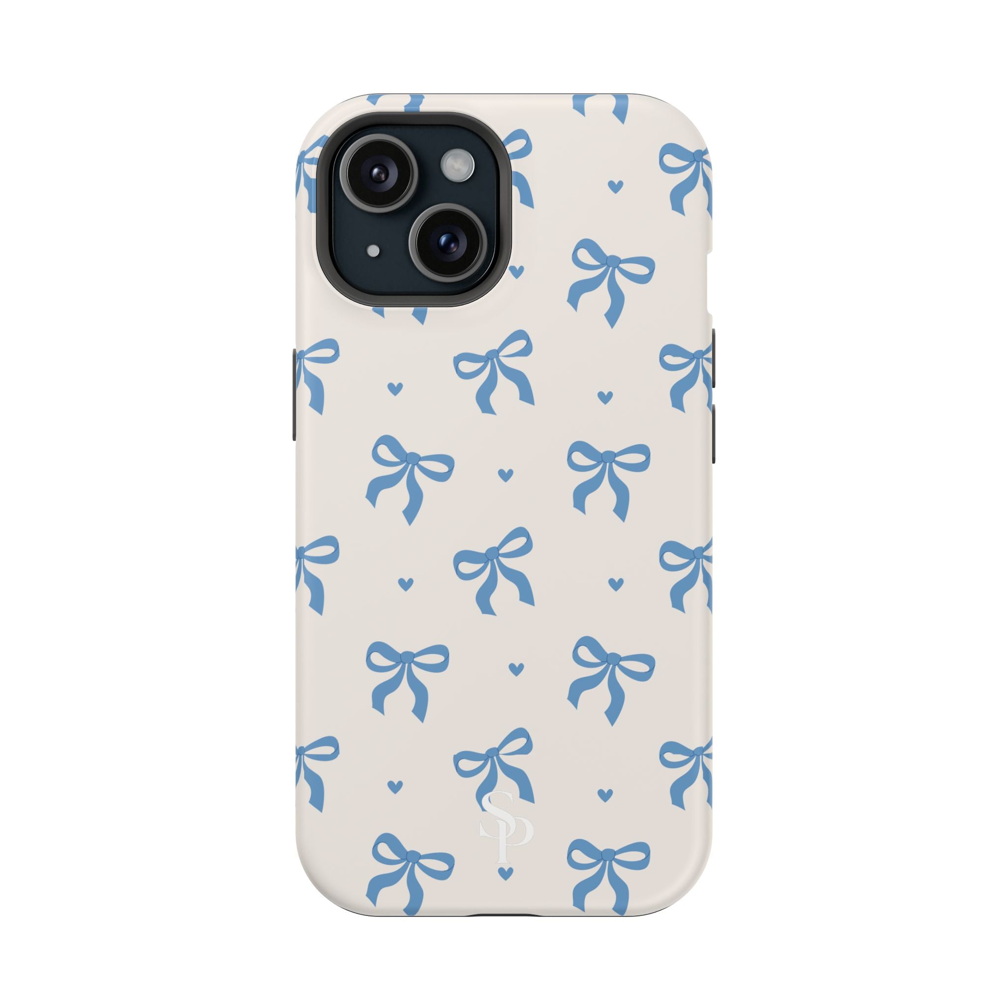 Blue Bow with Small Blue Hearts Magnetic Tough Case