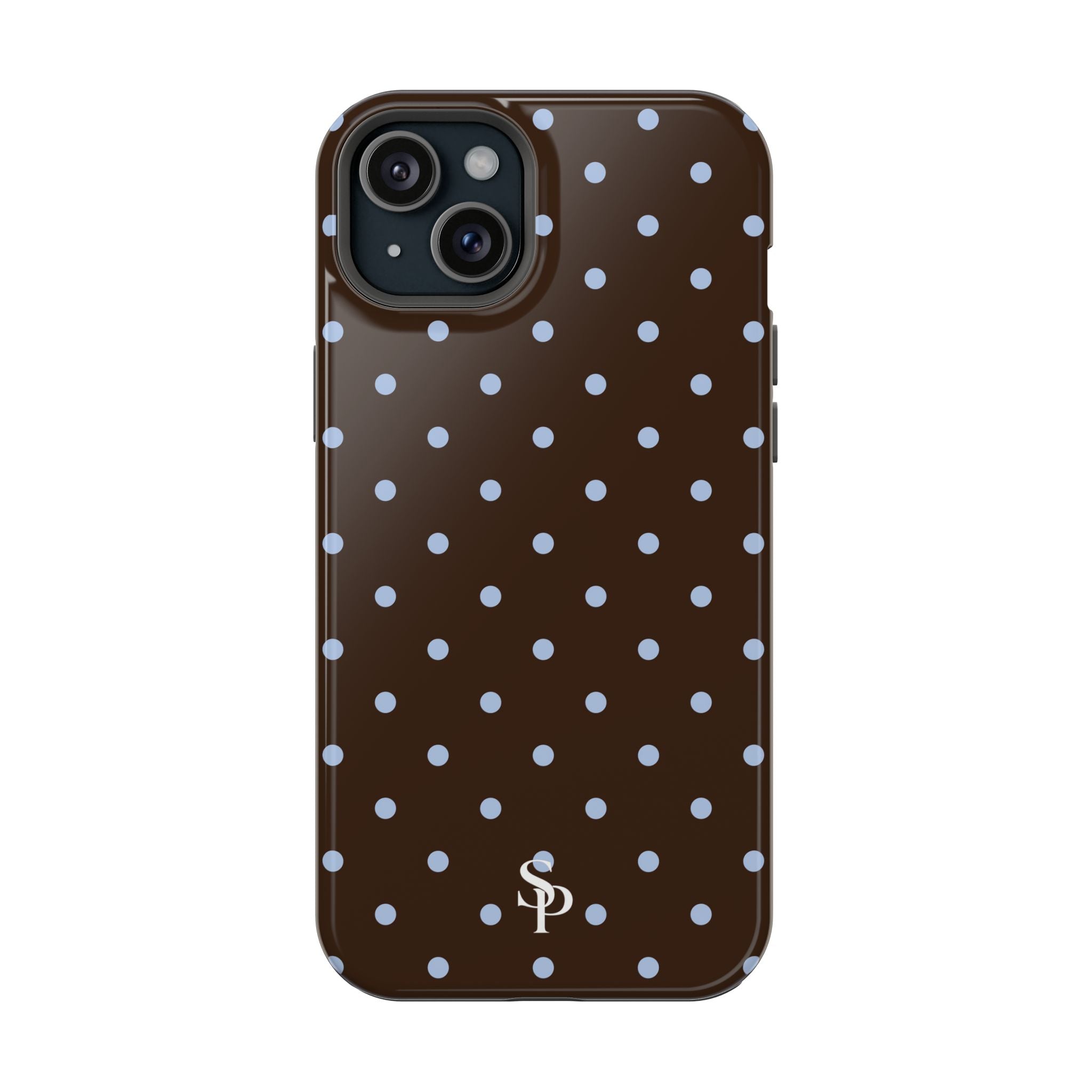 Brown & Light Blue Polka Dot Magnetic Phone Case
