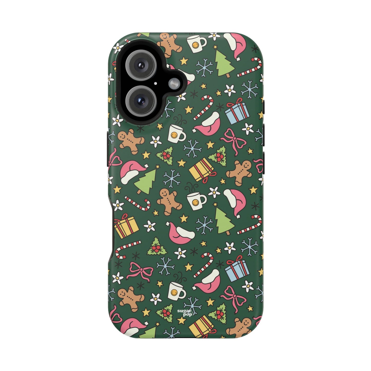 Green Festive Holiday Phone Case - Impact-Resistant Design for Christmas Cheer