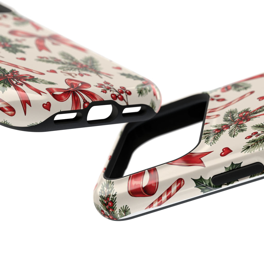 Christmas Candy Cane & Bow Magnetic Phone Case