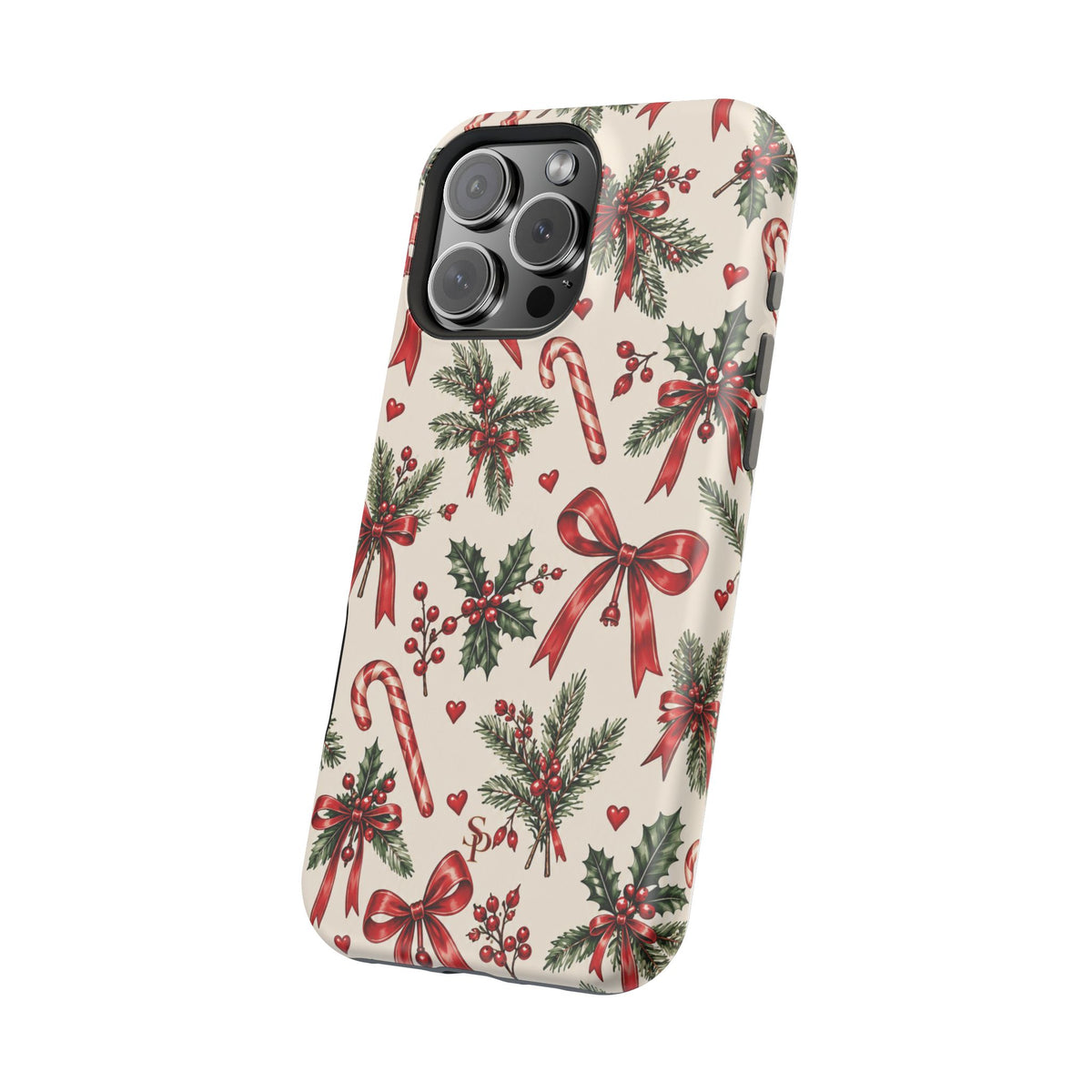 Christmas Candy Cane & Bow Magnetic Phone Case
