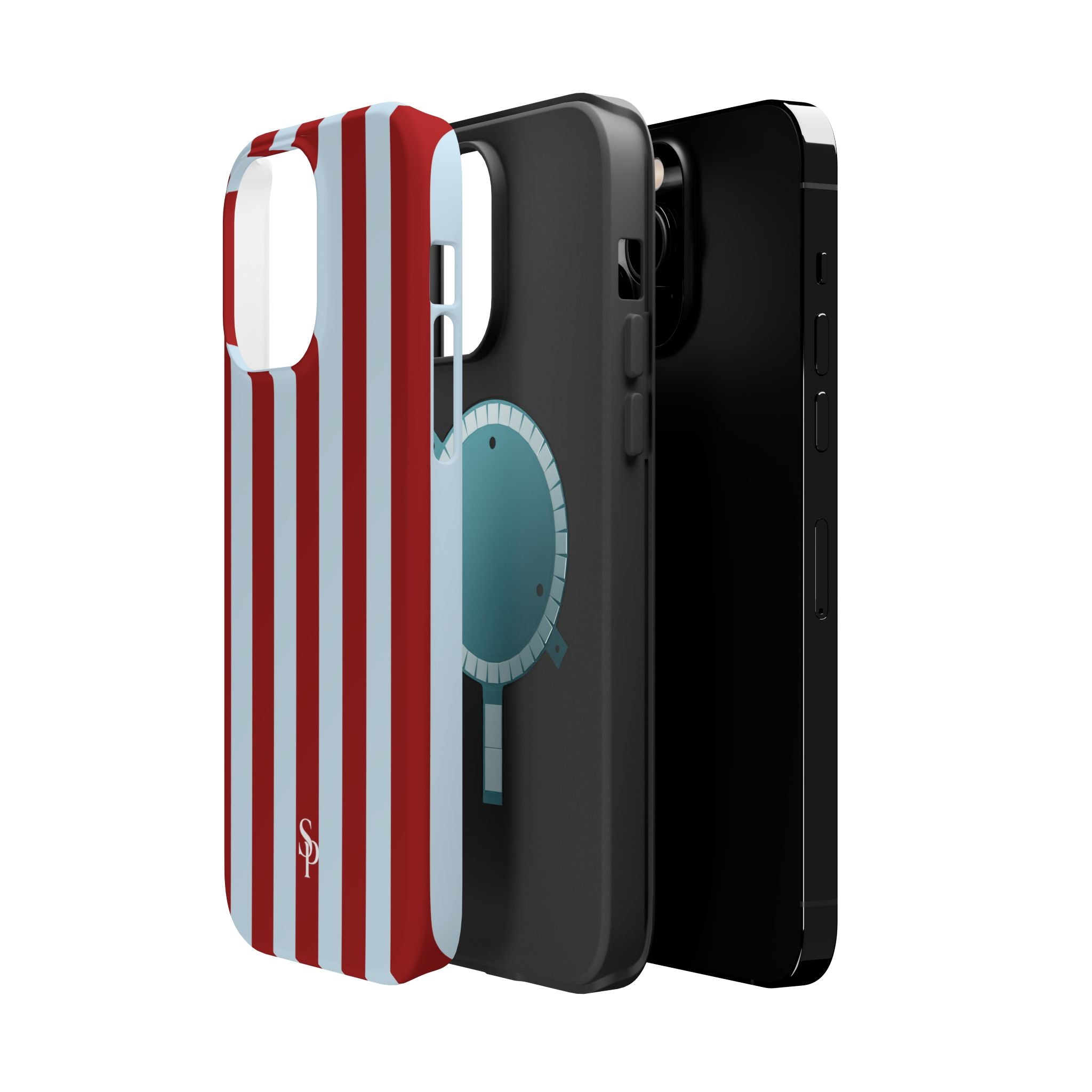 Red & Light Blue Vertical Stripe Magnetic Impact-Resistant Phone Case