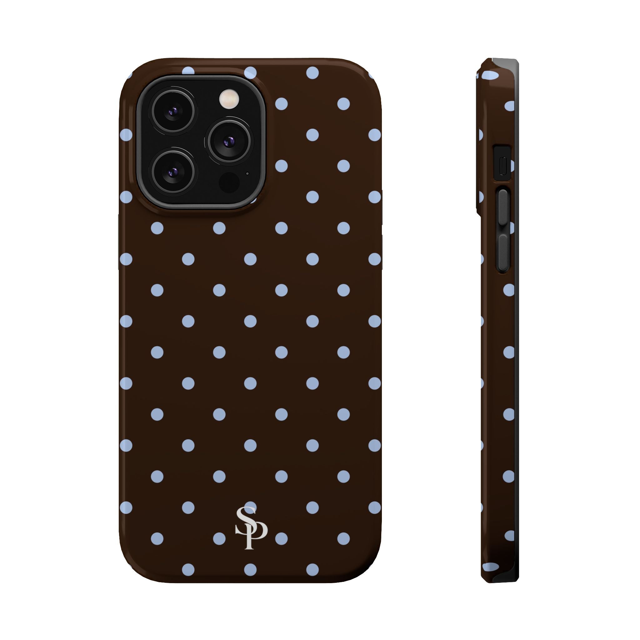 Brown & Light Blue Polka Dot Magnetic Phone Case