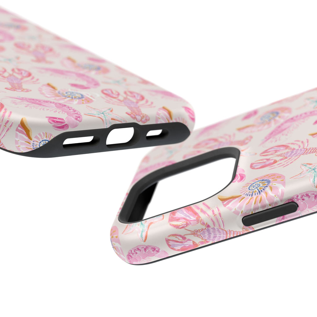Pink Coastal Shell & Lobster Magnetic Impact-Resistant Phone Case