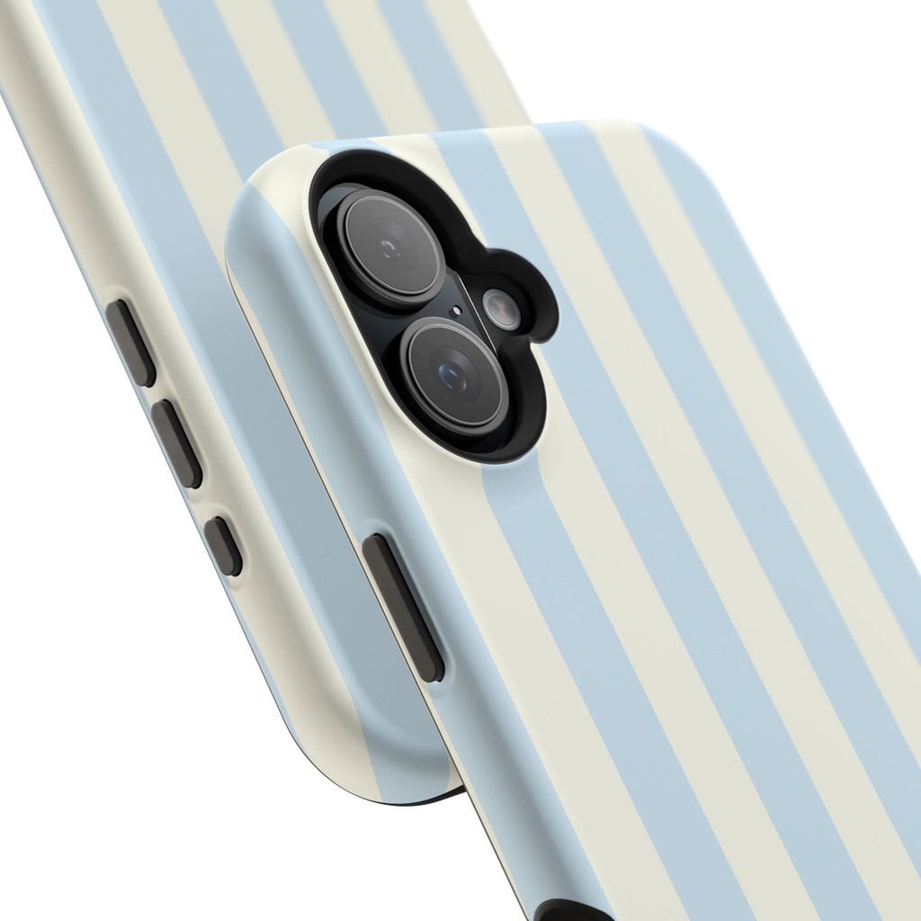 Pastel Blue & Cream Stripe Magnetic Impact-Resistant Phone Case