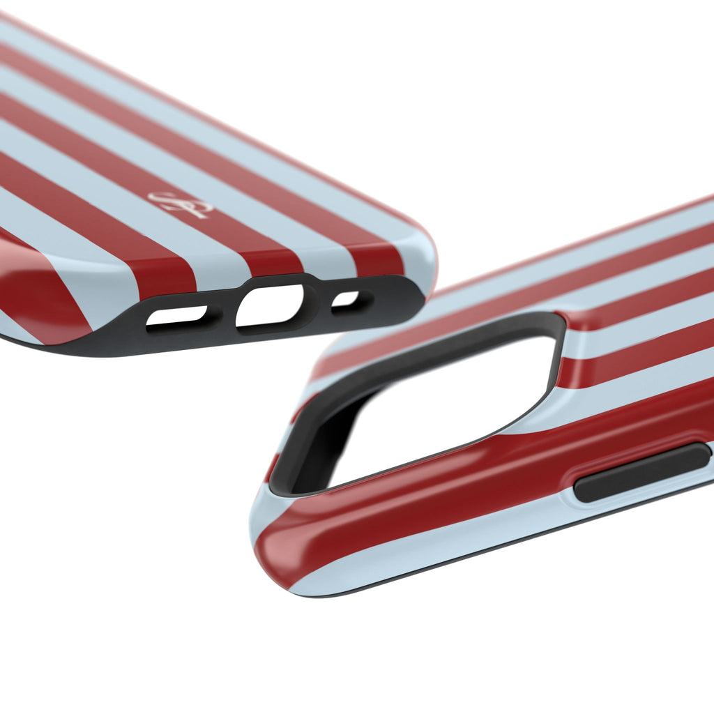 Red & Light Blue Vertical Stripe Magnetic Impact-Resistant Phone Case