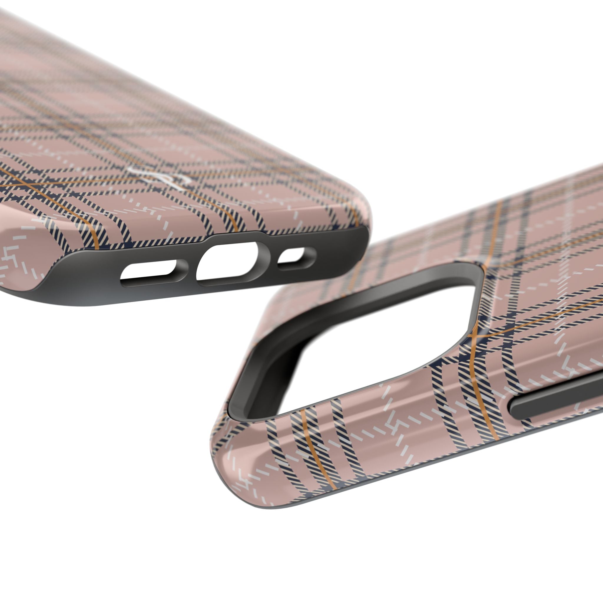 Pink Plaid Magnetic Impact-Resistant Phone Case