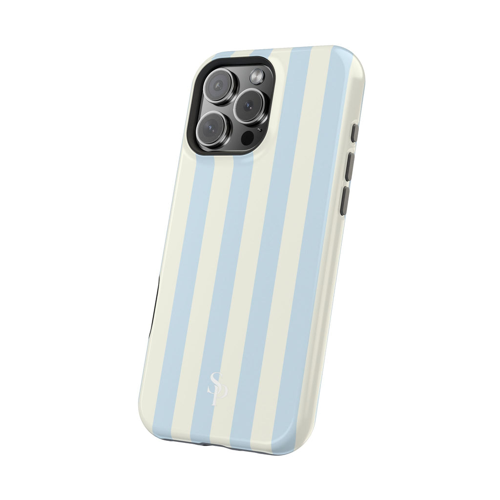 Pastel Blue & Cream Stripe Magnetic Impact-Resistant Phone Case