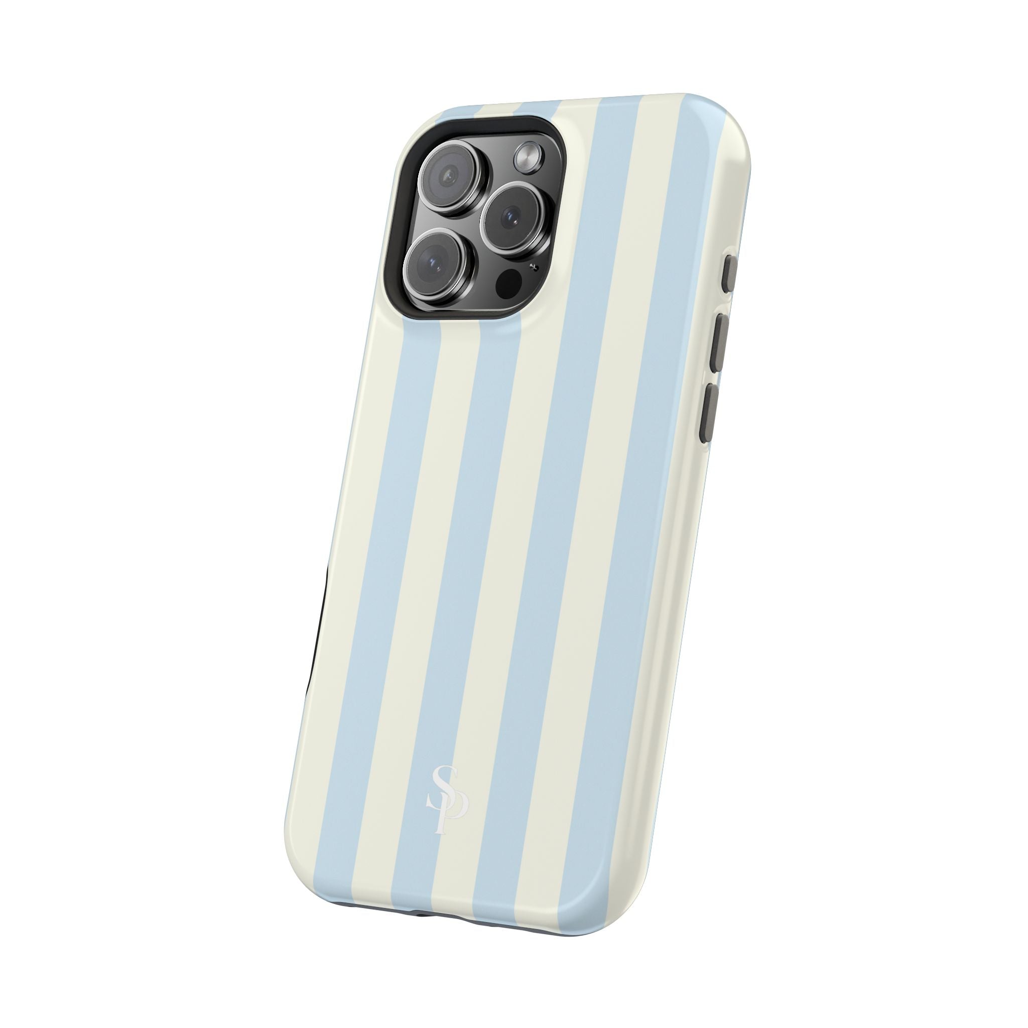 Pastel Blue & Cream Stripe Magnetic Impact-Resistant Phone Case