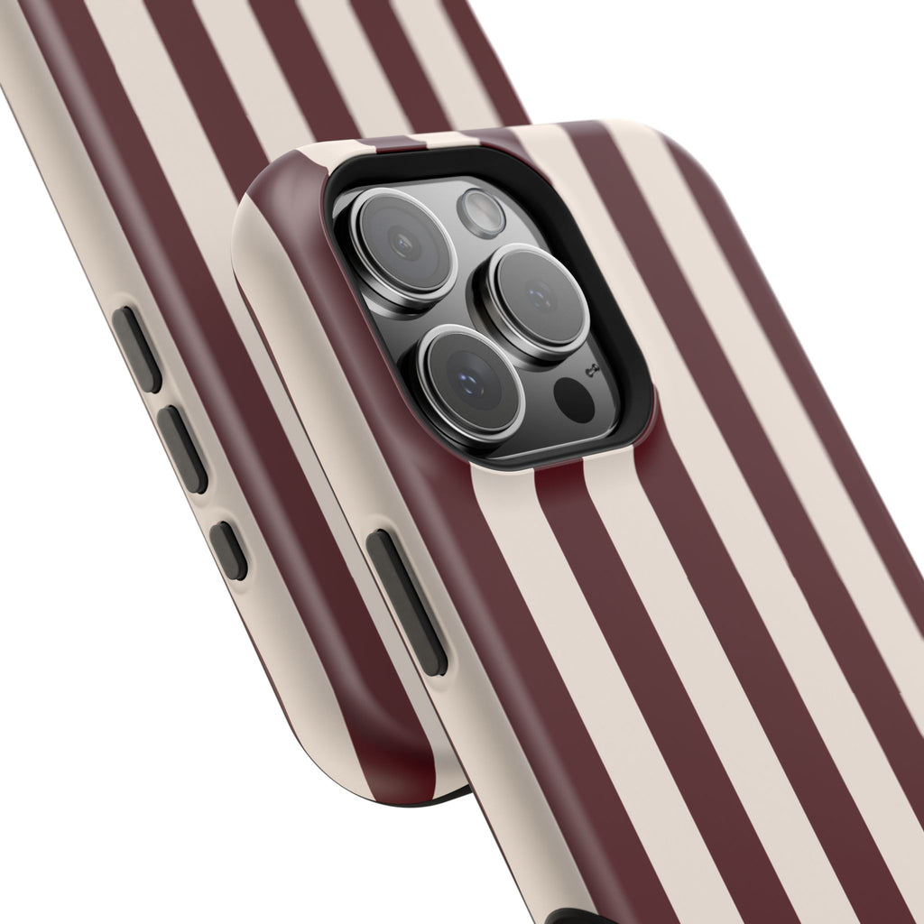 Burgundy Striped Magnetic Phone Case