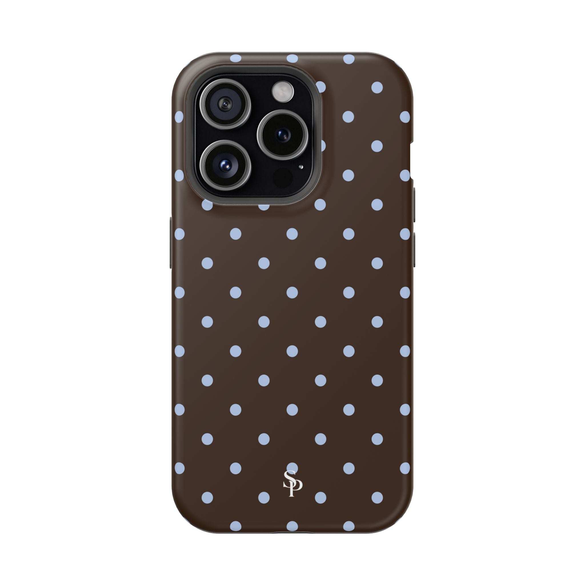 Brown & Light Blue Polka Dot Magnetic Phone Case