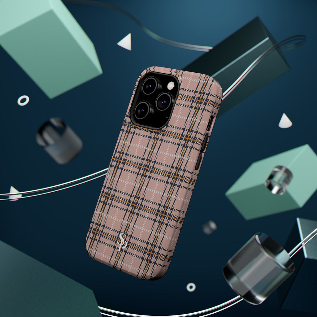 Pink Plaid Magnetic Impact-Resistant Phone Case