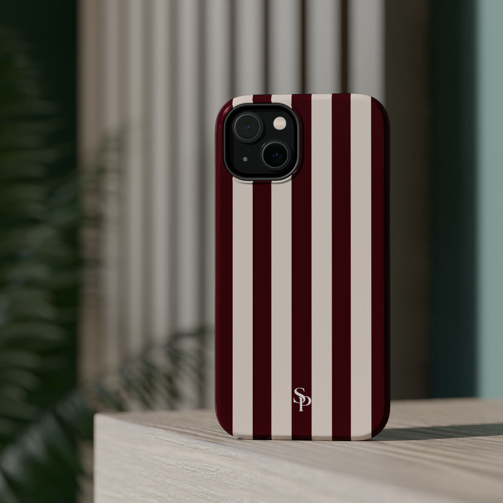 Burgundy Striped Magnetic Phone Case