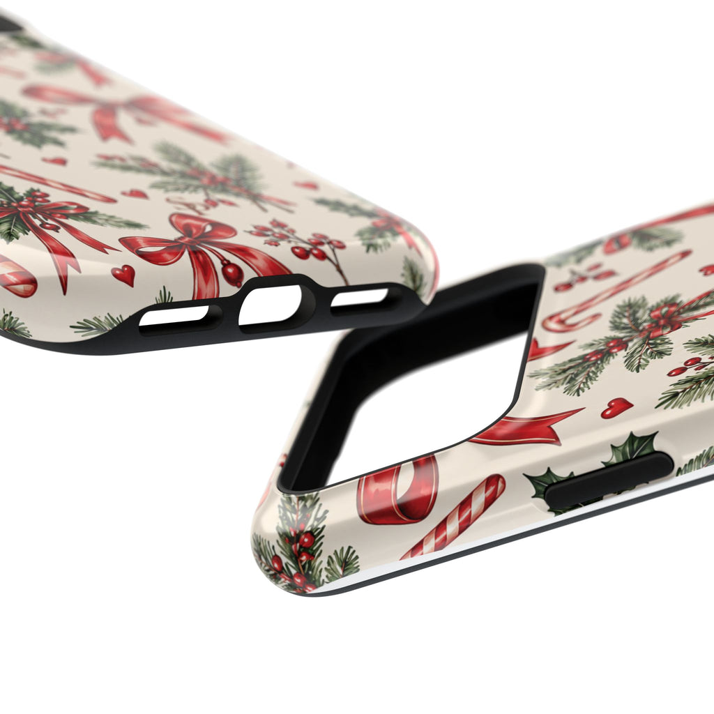 Christmas Candy Cane & Bow Magnetic Phone Case