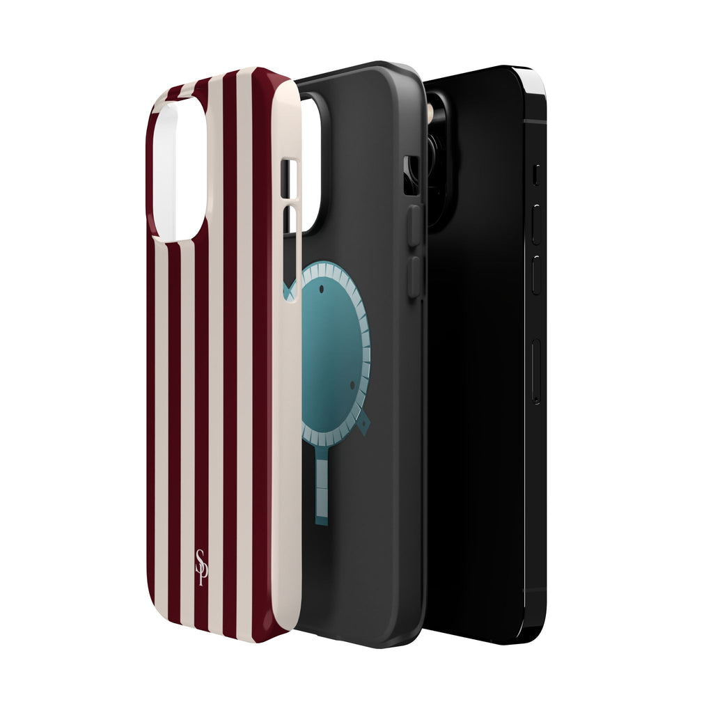 Burgundy Striped Magnetic Phone Case