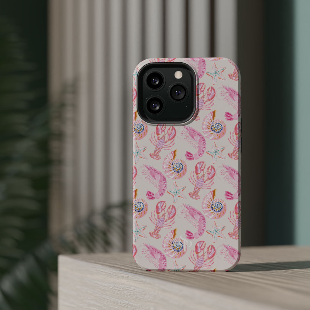 Pink Coastal Shell & Lobster Magnetic Impact-Resistant Phone Case