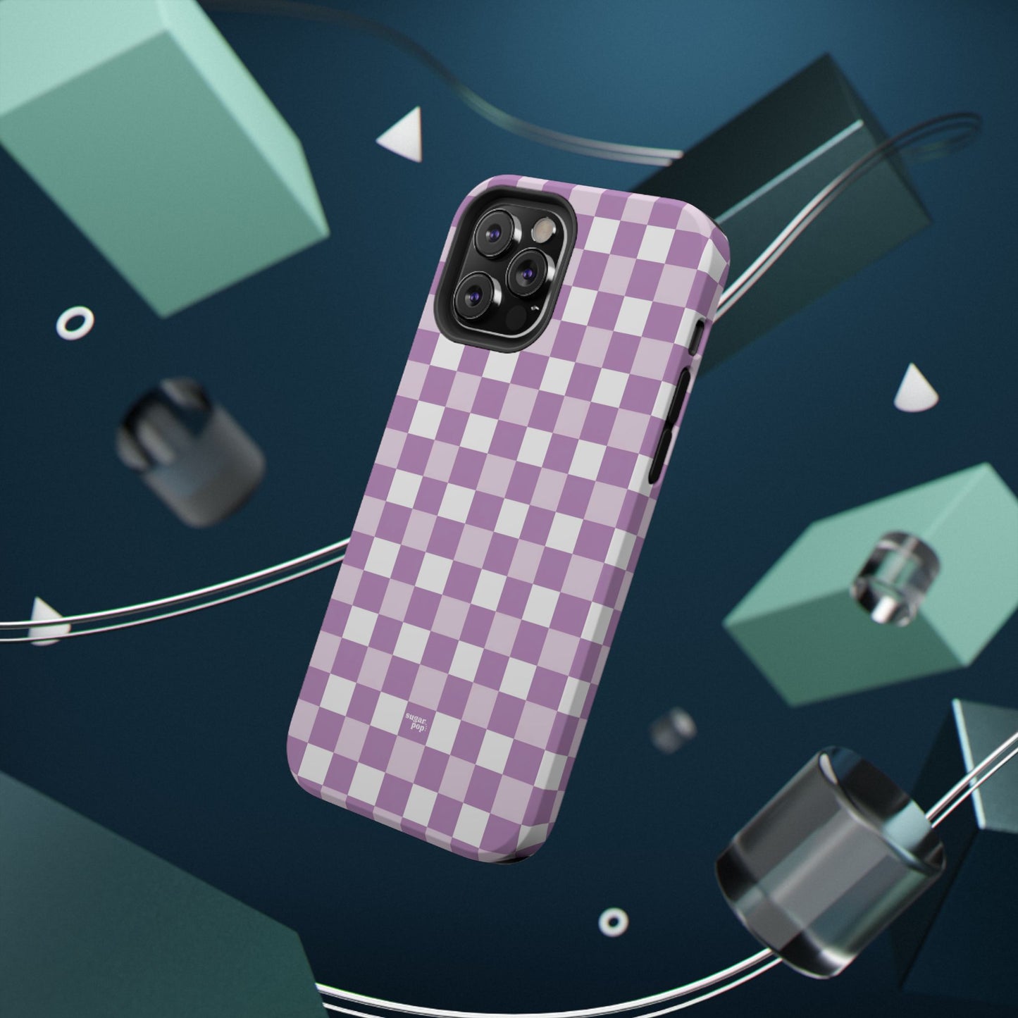 Purple Checkerboard Impact-Resistant Phone Case