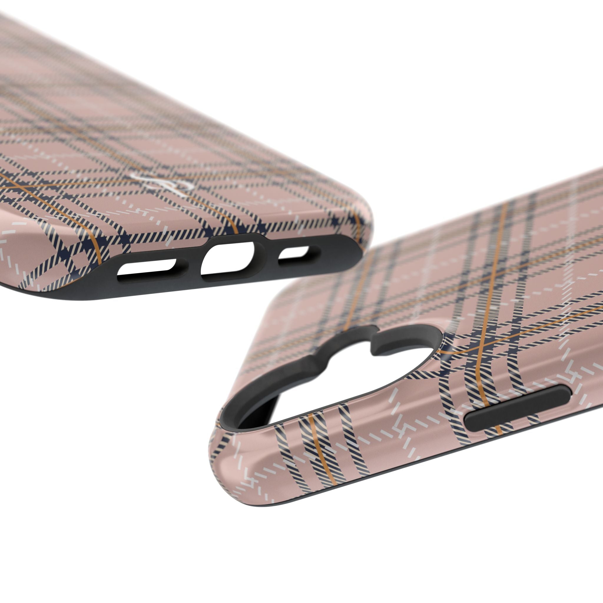 Pink Plaid Magnetic Impact-Resistant Phone Case