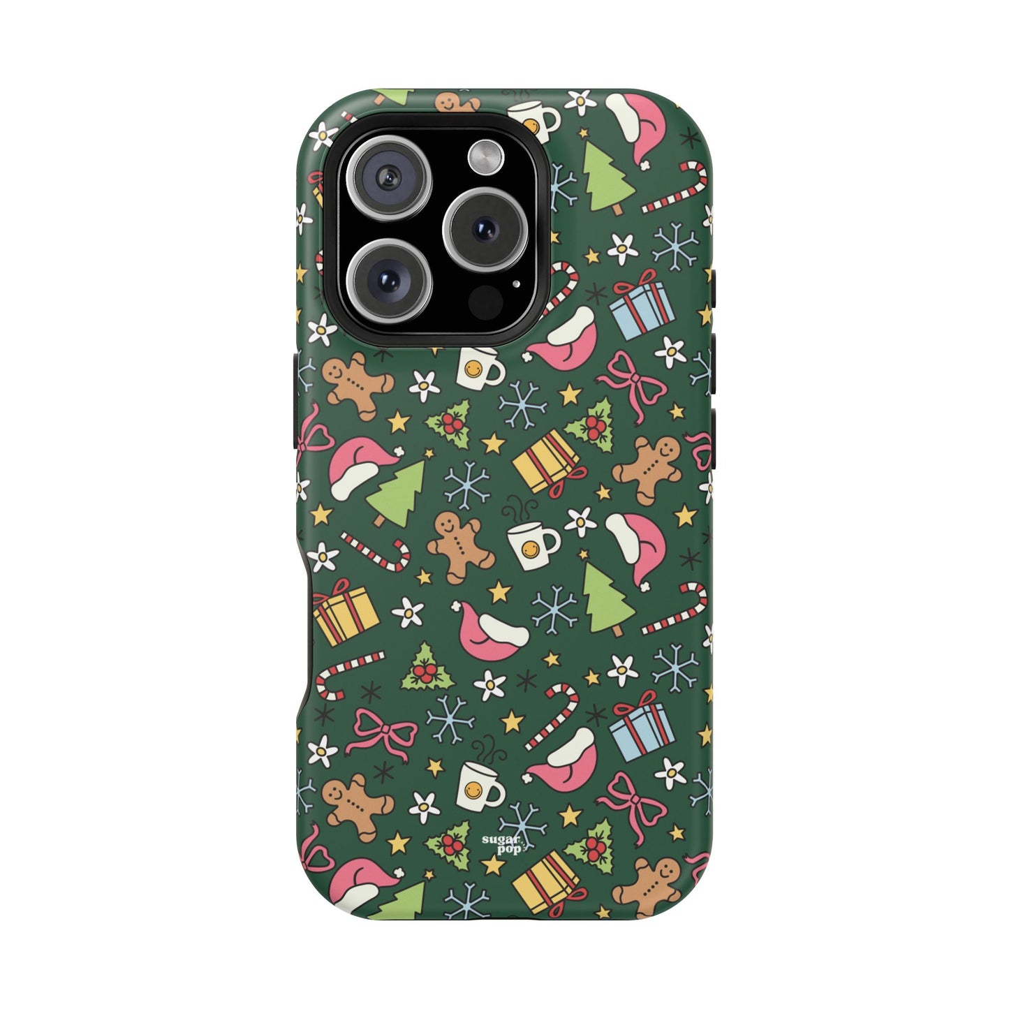 Green Festive Holiday Phone Case - Impact-Resistant Design for Christmas Cheer